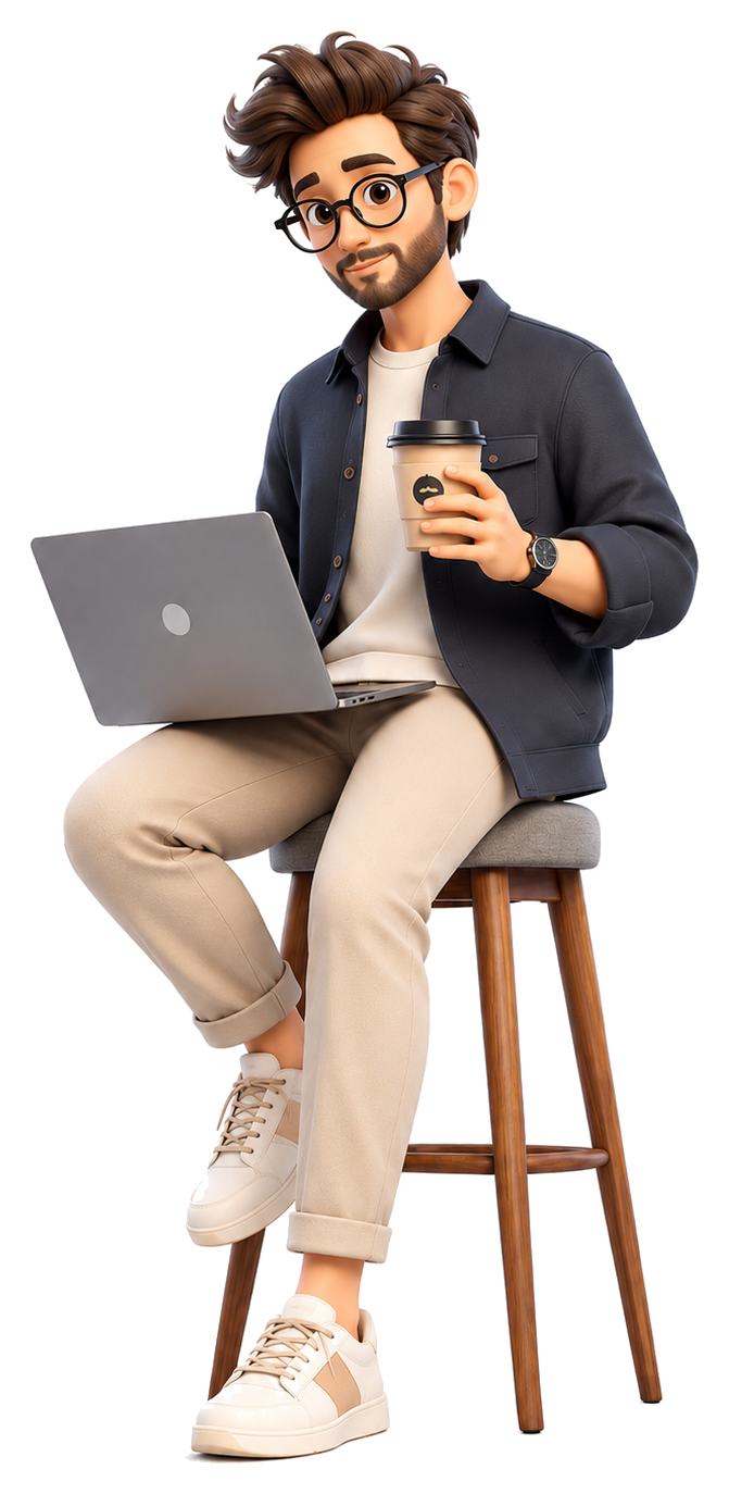 A Side Hustle Stephen creator working from a laptop with coffee.